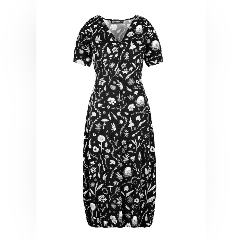 Disturbia Hedgewitch V-neck Midi Dress, US 8 UK 12